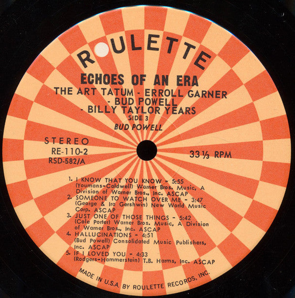 Art Tatum - Erroll Garner - Bud Powell - Billy Taylor - The Art Tatum - Erroll Garner - Bud Powell - Billy Taylor Years - LP