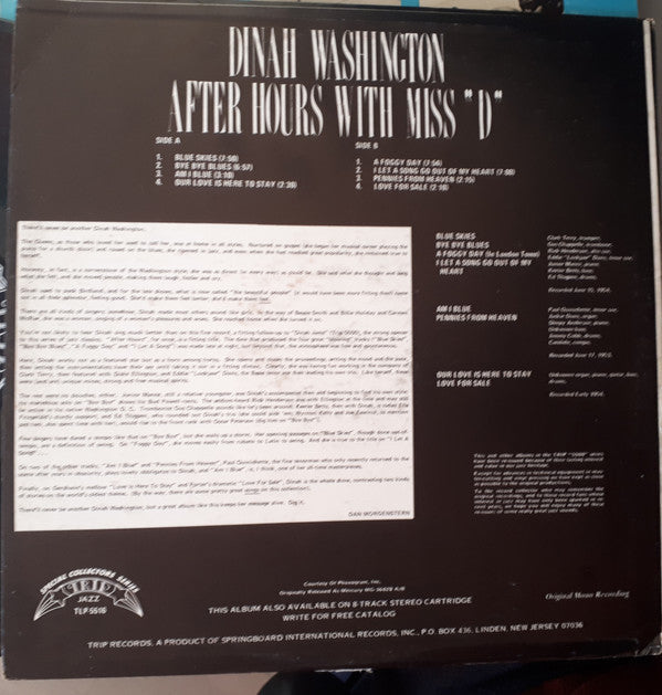 Dinah Washington - After Hours With Miss "D" - LP