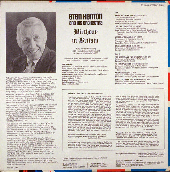 Stan Kenton And His Orchestra - Birthday In Britain - LP