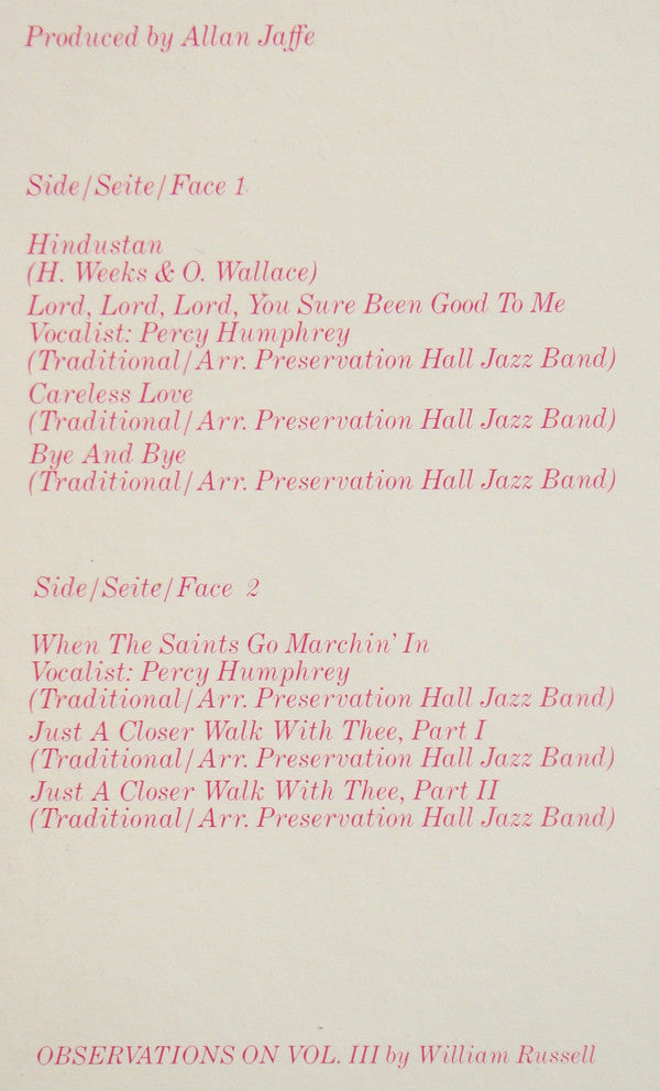Preservation Hall Jazz Band - When The Saints Go Marchin' In (New Orleans, Vol. III) - LP