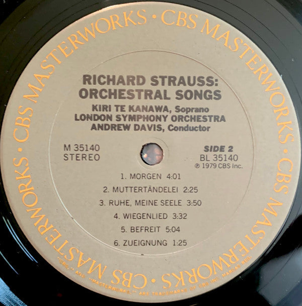 Kiri Te Kanawa, Andrew Davis, London Symphony Orchestra - Strauss* - Four Last Songs / Orchestral Songs - LP