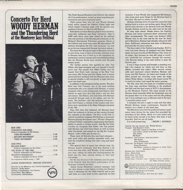 Woody Herman And The Thundering Herd - Concerto For Herd - LP