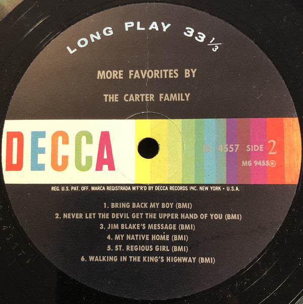The Carter Family - More Favorites By The Carter Family - LP