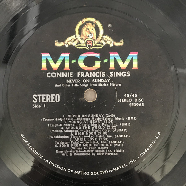 Connie Francis - Sings Never On Sunday And Other Title Songs From Motion Pictures - LP
