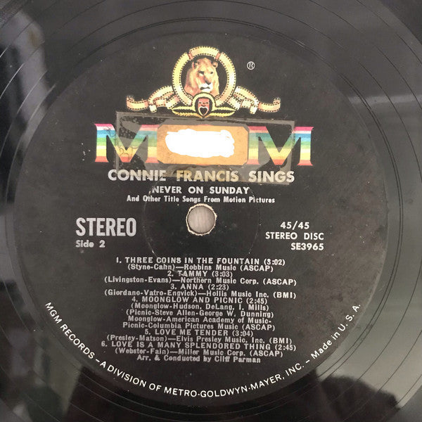 Connie Francis - Sings Never On Sunday And Other Title Songs From Motion Pictures - LP