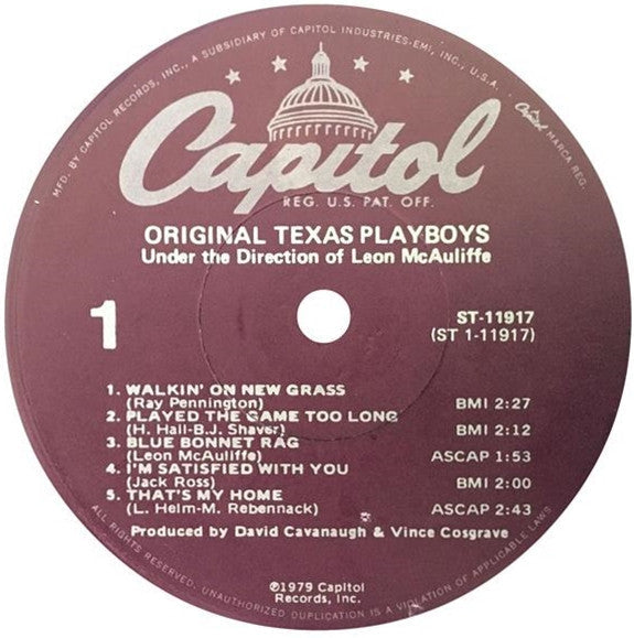 Original Texas Playboys Under The Direction Of Leon McAuliffe* - Original Texas Playboys - LP