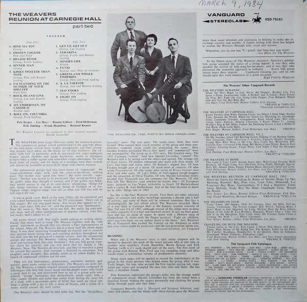 The Weavers - Reunion At Carnegie Hall, Part 2 - LP