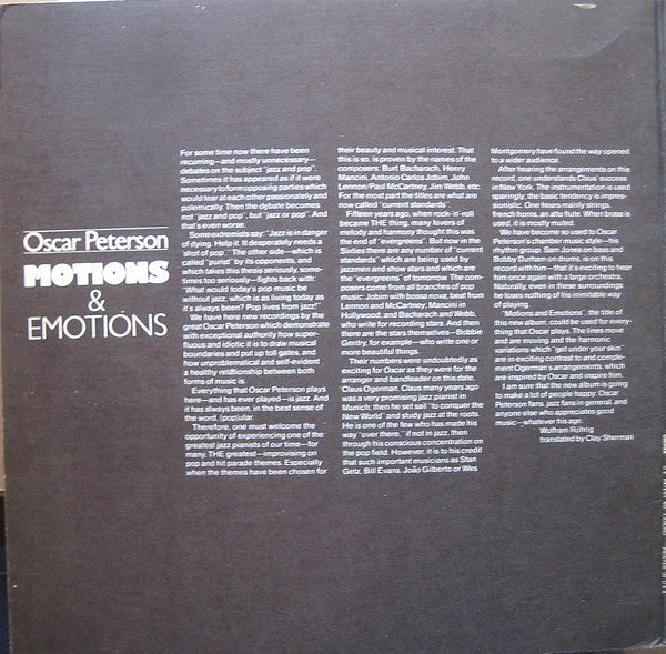 Oscar Peterson - Motions & Emotions - LP