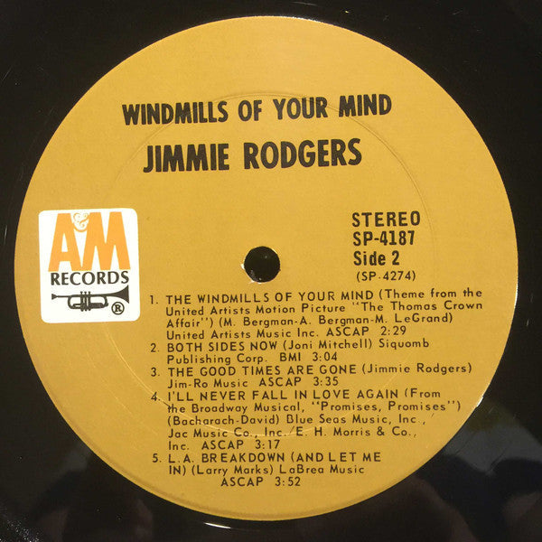Jimmie Rodgers (2) - Windmills Of Your Mind - LP