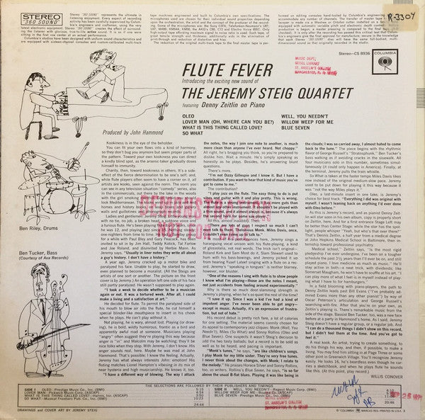 The Jeremy Steig Quartet, Denny Zeitlin - Flute Fever - LP