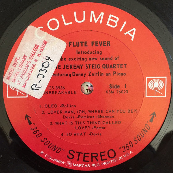 The Jeremy Steig Quartet, Denny Zeitlin - Flute Fever - LP