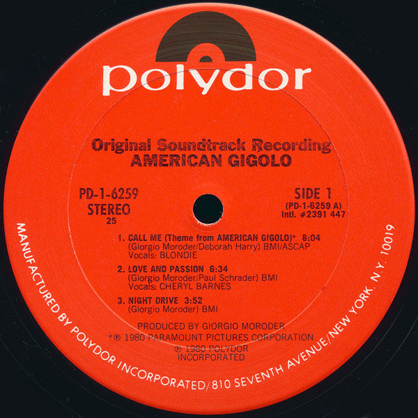 Giorgio Moroder - American Gigolo (Original Soundtrack Recording) - LP