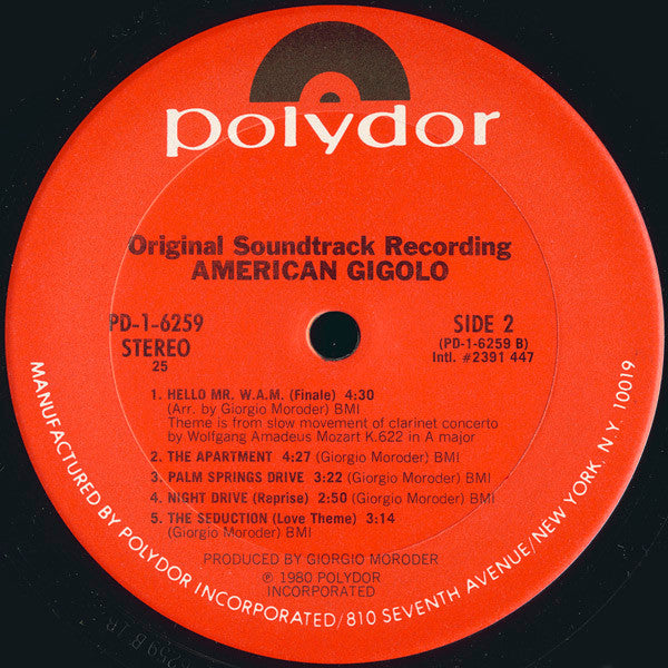 Giorgio Moroder - American Gigolo (Original Soundtrack Recording) - LP