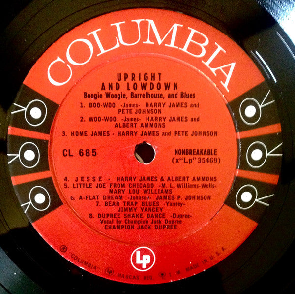 Various - Upright And Lowdown "Boogie Woogie, Barrelhouse, And Blues" - LP