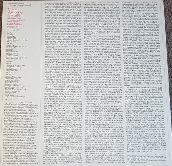 Charlie Parker And The All-Stars* - Summit Meeting At Birdland - LP