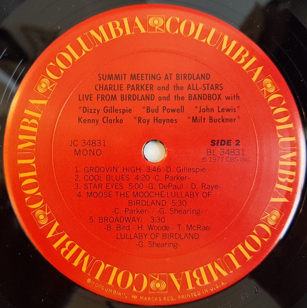 Charlie Parker And The All-Stars* - Summit Meeting At Birdland - LP