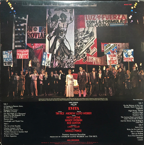 Andrew Lloyd Webber And Tim Rice - Evita: Premiere American Recording - LP
