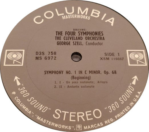 Johannes Brahms - George Szell, The Cleveland Orchestra - The Four Symphonies - LP