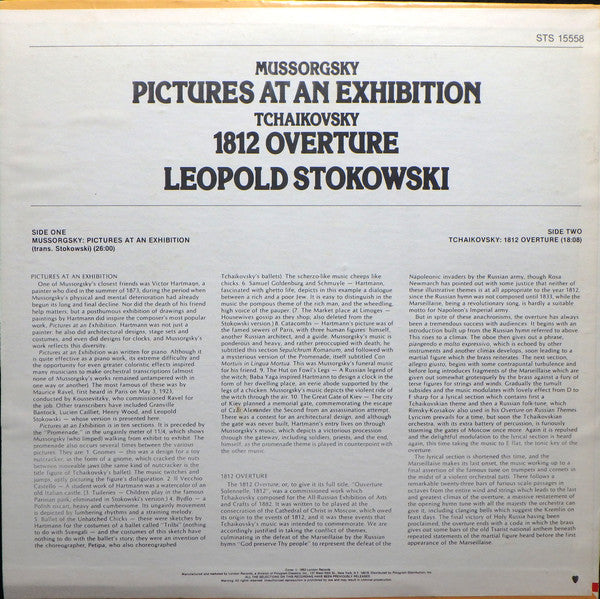 Mussorgsky* / Tchaikovsky*, Leopold Stokowski - Pictures At An Exhibition · 1812 Overture - LP