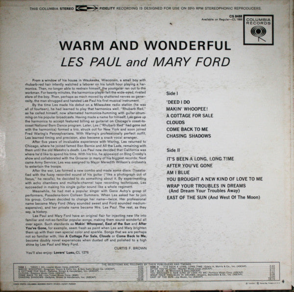 Les Paul & Mary Ford - Warm And Wonderful - LP