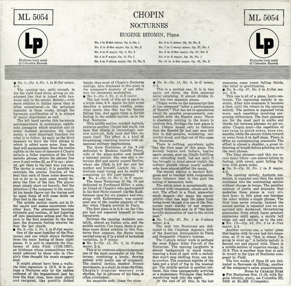 Eugene Istomin, Chopin* - Nocturnes Volume I: Nos. 1-10 - LP