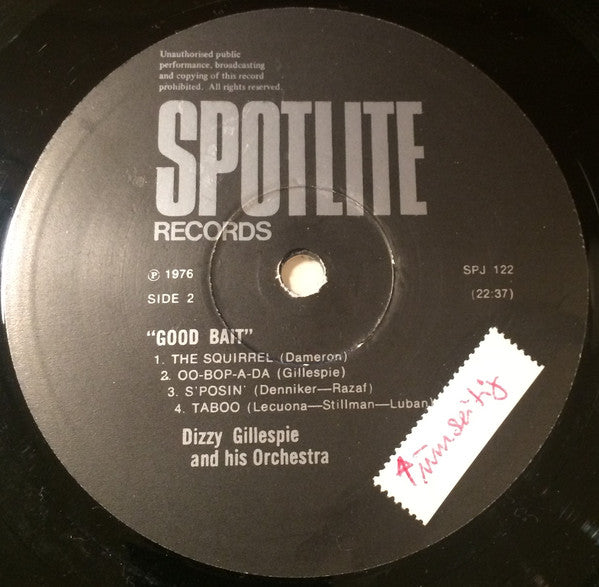Dizzy Gillespie And His Orchestra - Good Bait - LP