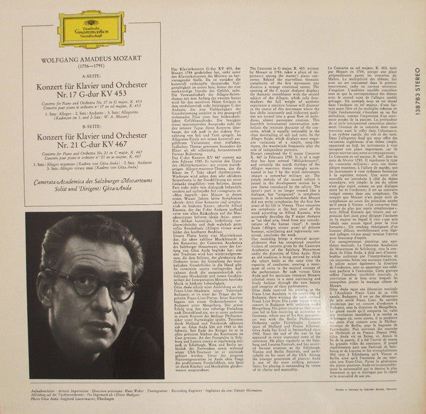 Mozart* - Camerata Academica Des Salzburger Mozarteums*, Géza Anda - Klavierkonzerte G-Dur KV 453 ・C-Dur KV 467 - LP