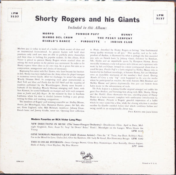 Shorty Rogers And His Giants - Shorty Rogers And His Giants - LP