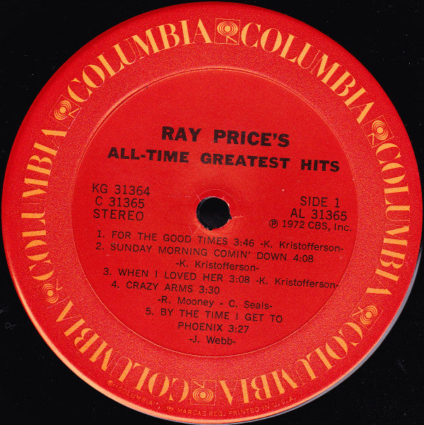 Ray Price - All Time Greatest Hits - LP