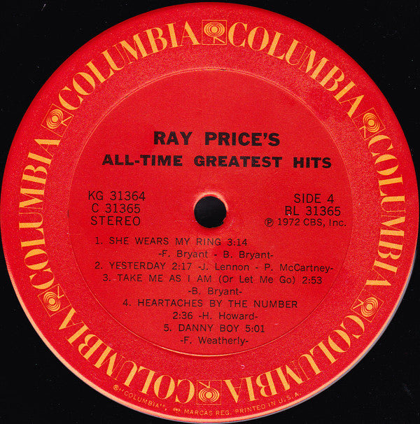 Ray Price - All Time Greatest Hits - LP