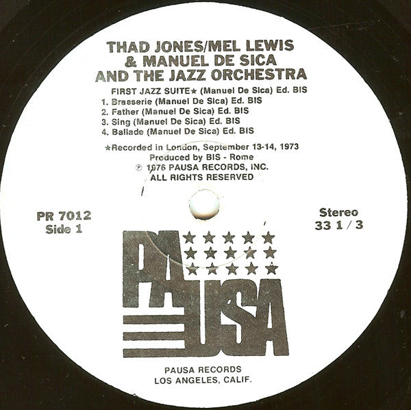Thad Jones / Mel Lewis* & Manuel De Sica And The Jazz Orchestra - Thad Jones / Mel Lewis & Manuel De Sica And The Jazz Orchestra - LP