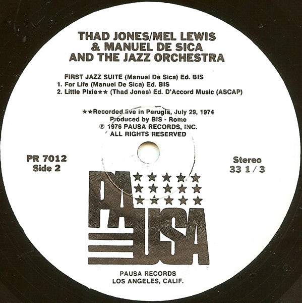 Thad Jones / Mel Lewis* & Manuel De Sica And The Jazz Orchestra - Thad Jones / Mel Lewis & Manuel De Sica And The Jazz Orchestra - LP