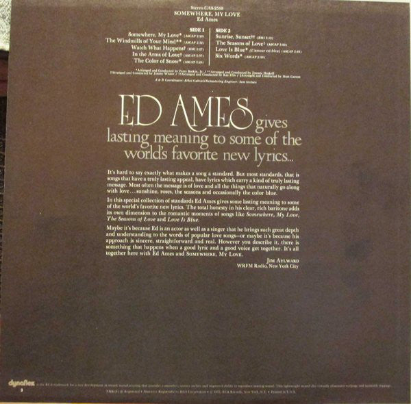 Ed Ames - Somewhere, My Love - LP