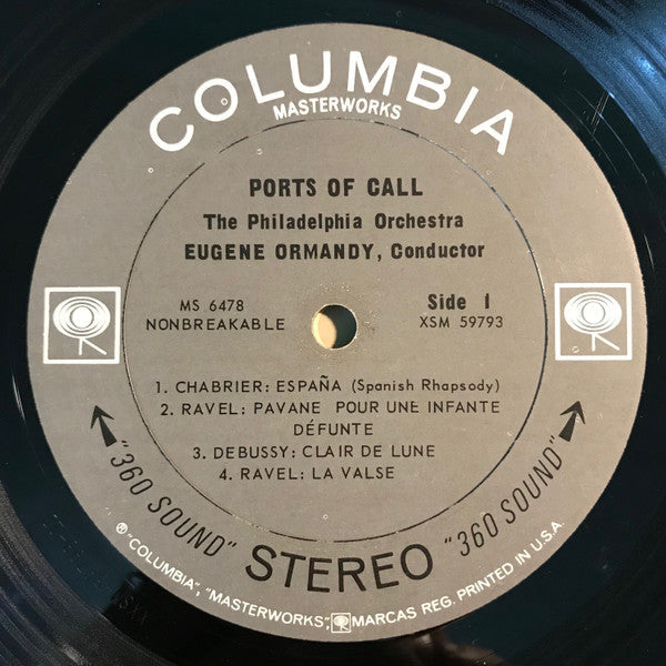 Ravel* / Ibert* / Debussy* / Chabrier* - The Philadelphia Orchestra, Eugene Ormandy - Ports Of Call - LP