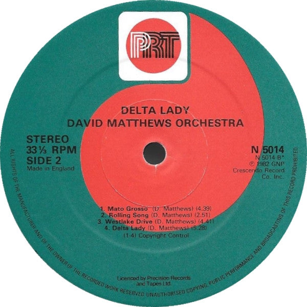 David Matthews Orchestra Featuring Earl Klugh - Delta Lady - LP
