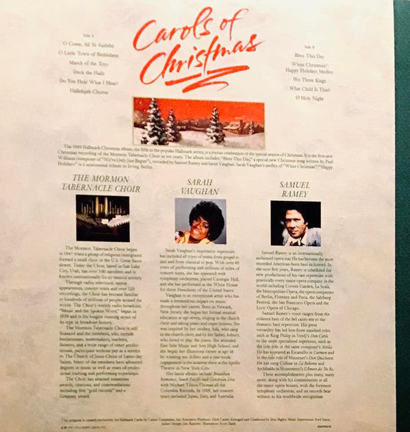 The Mormon Tabernacle Choir*, Sarah Vaughan and Samuel Ramey - Hallmark Presents: Carols Of Christmas - LP