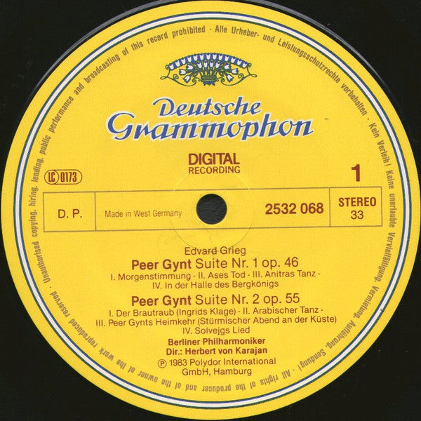 Grieg* / Sibelius* – Berliner Philharmoniker · Herbert von Karajan - Peer Gynt Suites 1 & 2 / Pelléas Et Mélisande - LP