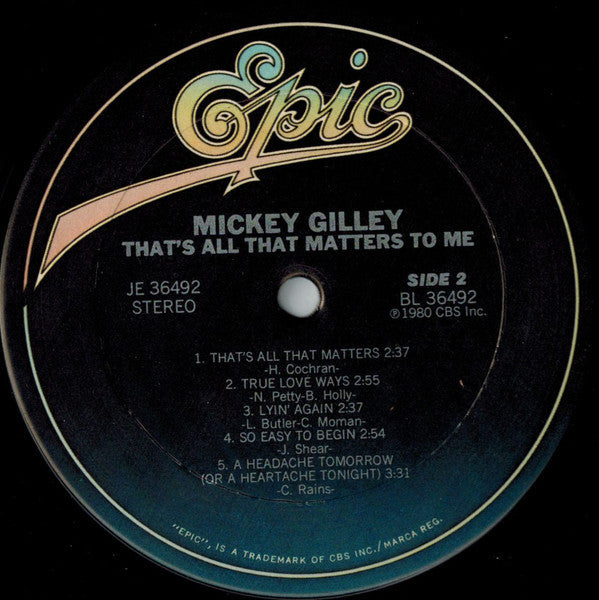 Mickey Gilley - That's All That Matters To Me - LP