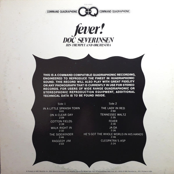 Doc Severinsen His Trumpet And Orchestra* - Fever! - LP