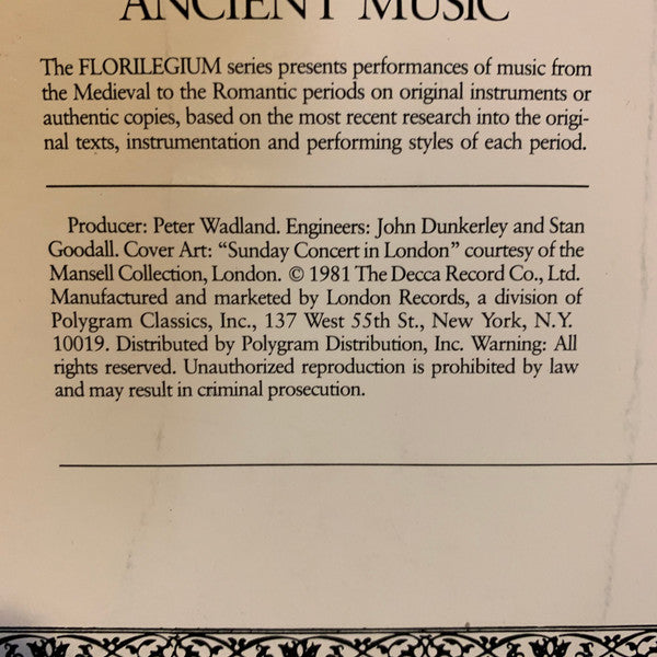 Pachelbel*, Handel*, Vivaldi*, Gluck*, The Academy Of Ancient Music, Christopher Hogwood - Pachelbel Kanon - LP