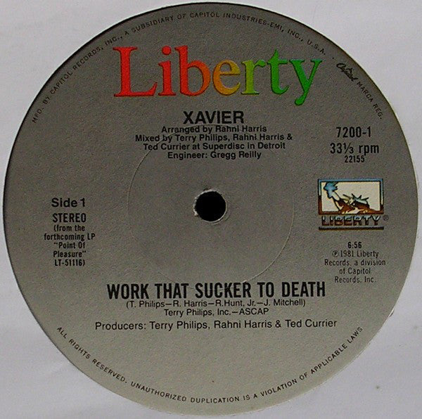 Xavier  - Work That Sucker To Death / Love Is On The One - LP