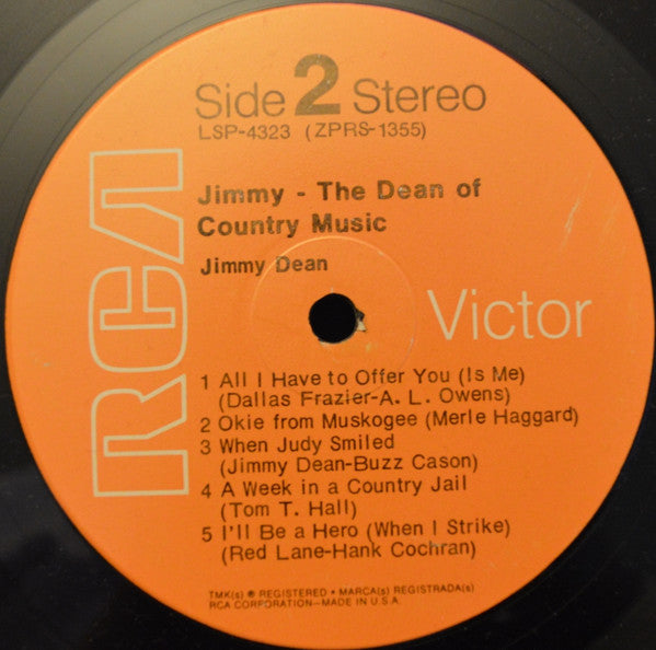 Jimmy Dean - Jimmy - The Dean Of Country Music - LP