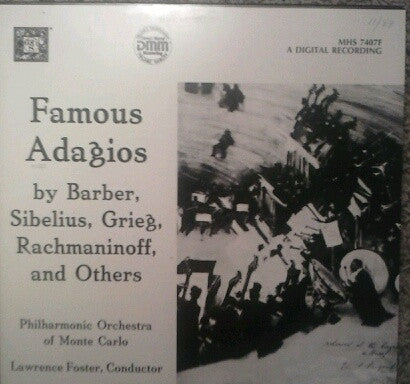 Philharmonic Orchestra Of Monte Carlo*, Lawrence Foster - Famous Adagios By Barber, Sibelius, Grieg, Rachmaninoff And Others - LP