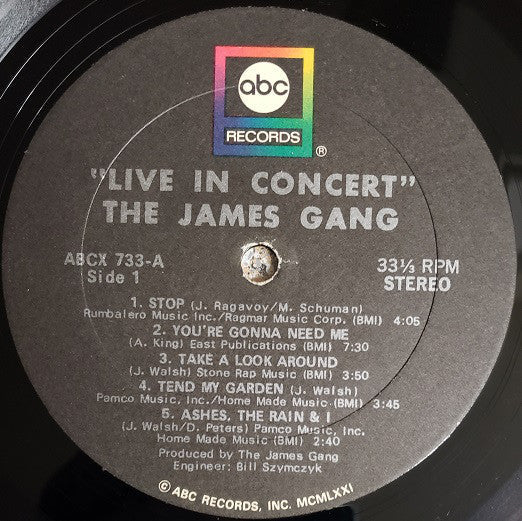 James Gang - Live In Concert - LP
