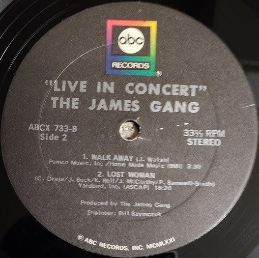 James Gang - Live In Concert - LP