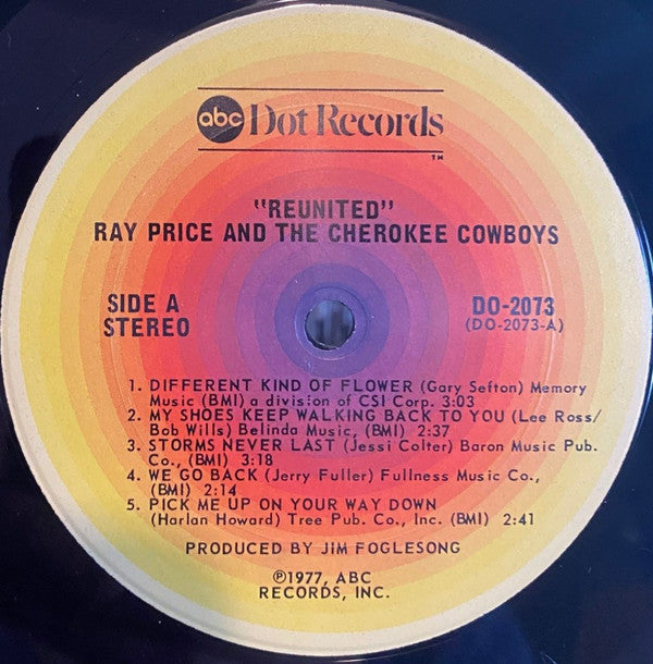 Ray Price & The Cherokee Cowboys - Reunited - LP