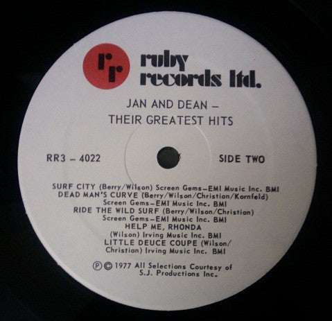 Jan & Dean - The Jan & Dean Story - Their Greatest Hits - LP