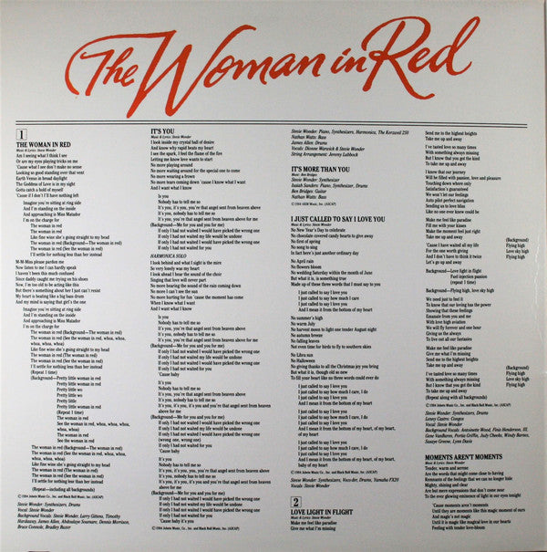 Stevie Wonder - The Woman In Red (Selections From The Original Motion Picture Soundtrack) - LP