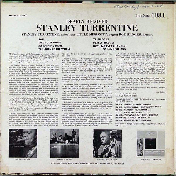 Stanley Turrentine - Dearly Beloved - LP
