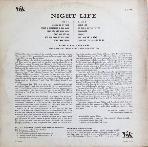 Lurlean Hunter - Night Life - LP